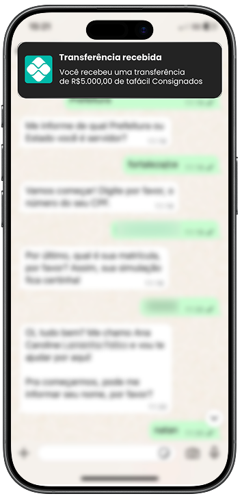 Print de comprovante de recebimento de valores da tafácil.